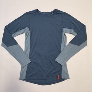 Rab Shirt Womens XS Blue Merino Wool Blend Long Sleeve Base Layer Hiking